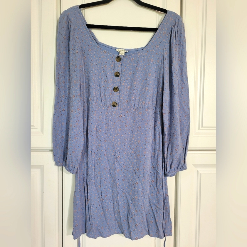 American Eagle Outfitters Pastel Blue Floral Women's Mini Dress, Size Medium, M